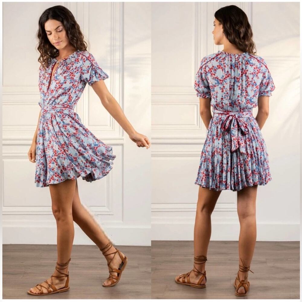 POUPETTE ST BARTH Ivy Mini Dress Blue Red Floral blue Kookoo Bird